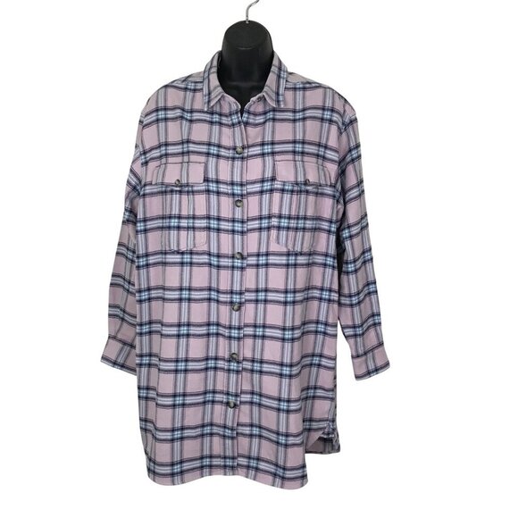 Isabel Marant Etiole Flannel Pink And Blue Plaid Shirt Dress Size 36 (6) - Picture 4 of 11